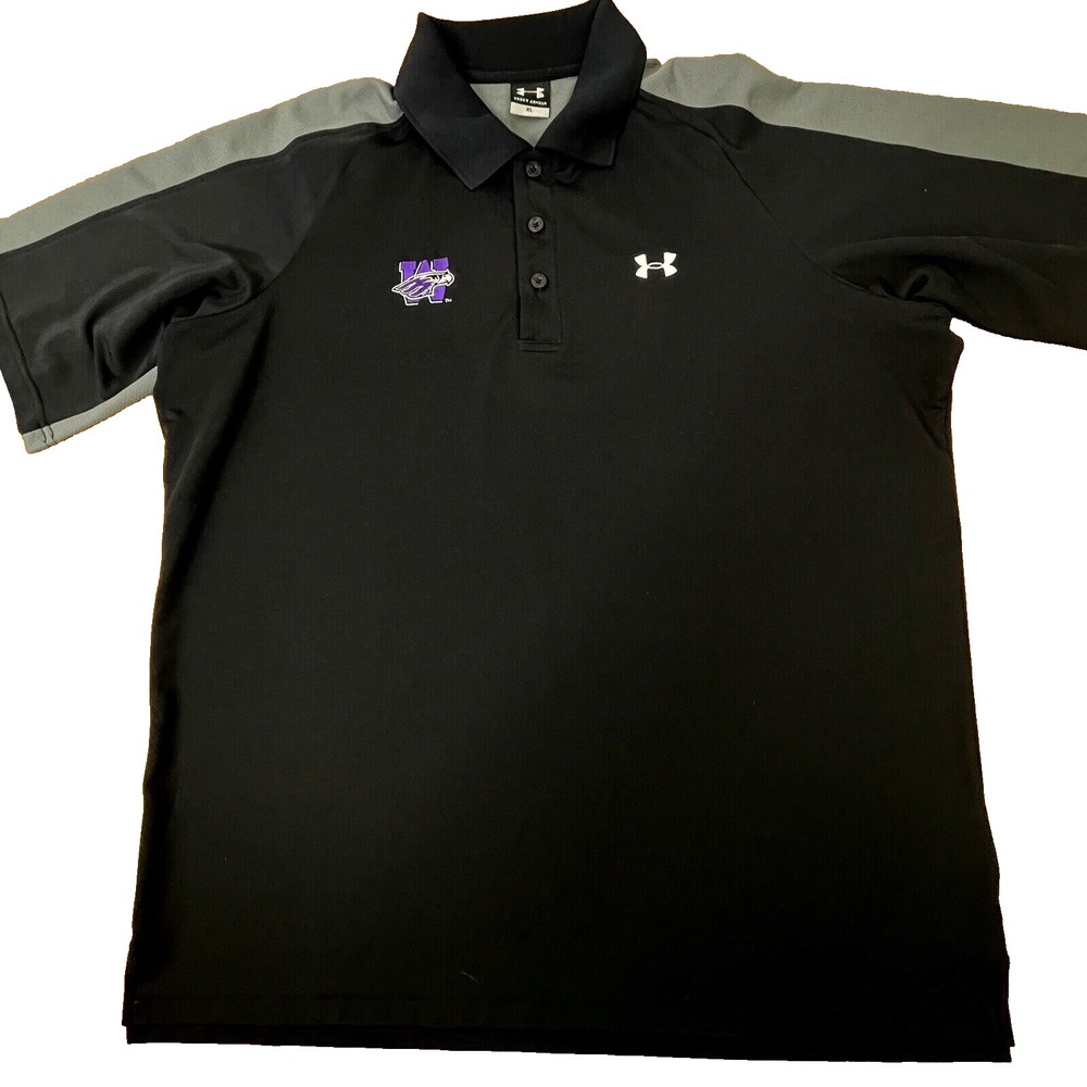 Under Armour Polo Shirt Men XL Black Gray Golf Polyester/Spandex, Eagle Logo - Picture 2 of 11